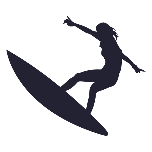 Girl Surfing Jump Silhouette - Surfing, Transparent background PNG HD thumbnail