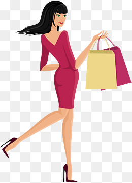 A Woman Carrying A Shopping Bag, Shopping, Shopping Bag, Customer Png And Vector - Girl With Shopping Bags, Transparent background PNG HD thumbnail