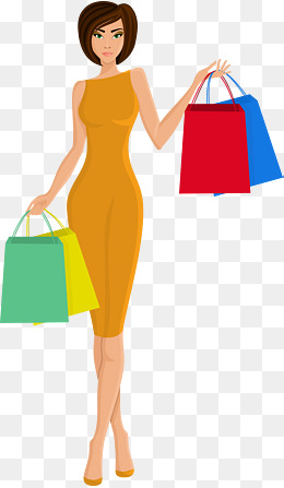 Beautiful Woman Shopping - Girl With Shopping Bags, Transparent background PNG HD thumbnail
