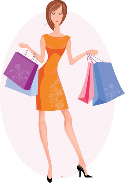 Shopping Bag Vector Free Vector Download (2,122 Free Vector) For Commercial Use. Format: Ai, Eps, Cdr, Svg Vector Illustration Graphic Art Design - Girl With Shopping Bags, Transparent background PNG HD thumbnail
