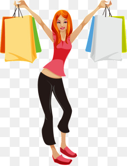 Woman Carrying Bag, Vector, Color, Long Hair Png And Vector - Girl With Shopping Bags, Transparent background PNG HD thumbnail