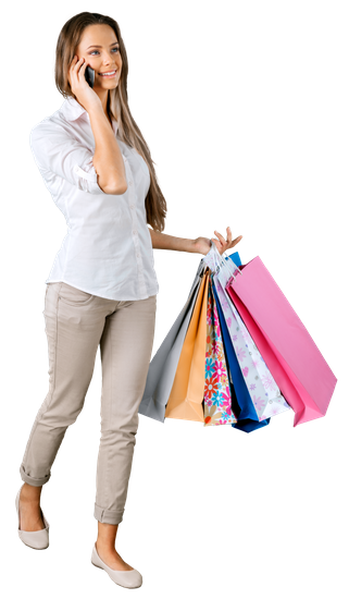 Woman Walking With Shopping Bags - Girl With Shopping Bags, Transparent background PNG HD thumbnail