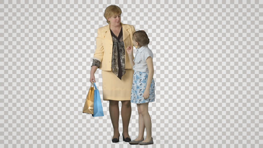Hugging Mother U0026 Daughter Stand With Shopping Bags. Green Screen Footage. File Format   - Girls Shopping, Transparent background PNG HD thumbnail