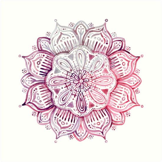 Burgundy Blush Watercolor Mandala By Micklyn - Girly Mandala, Transparent background PNG HD thumbnail