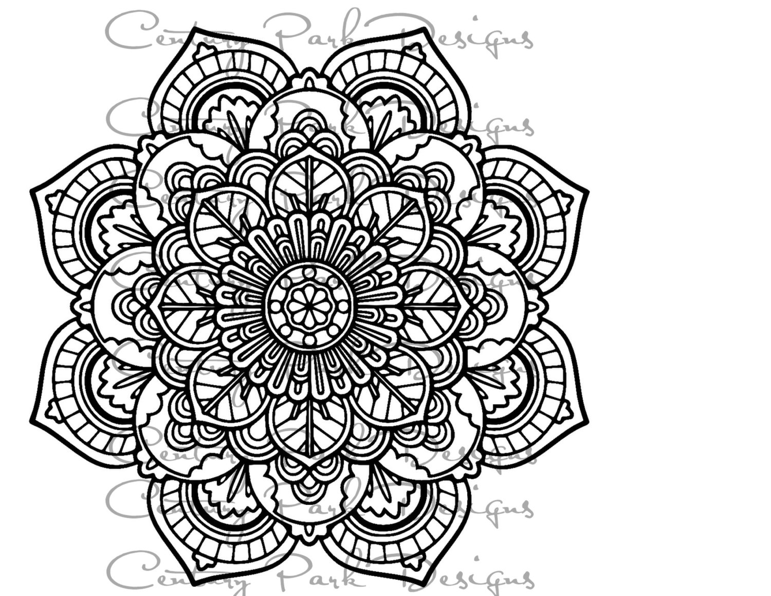 Coloring Book Detail: - Girly Mandala, Transparent background PNG HD thumbnail