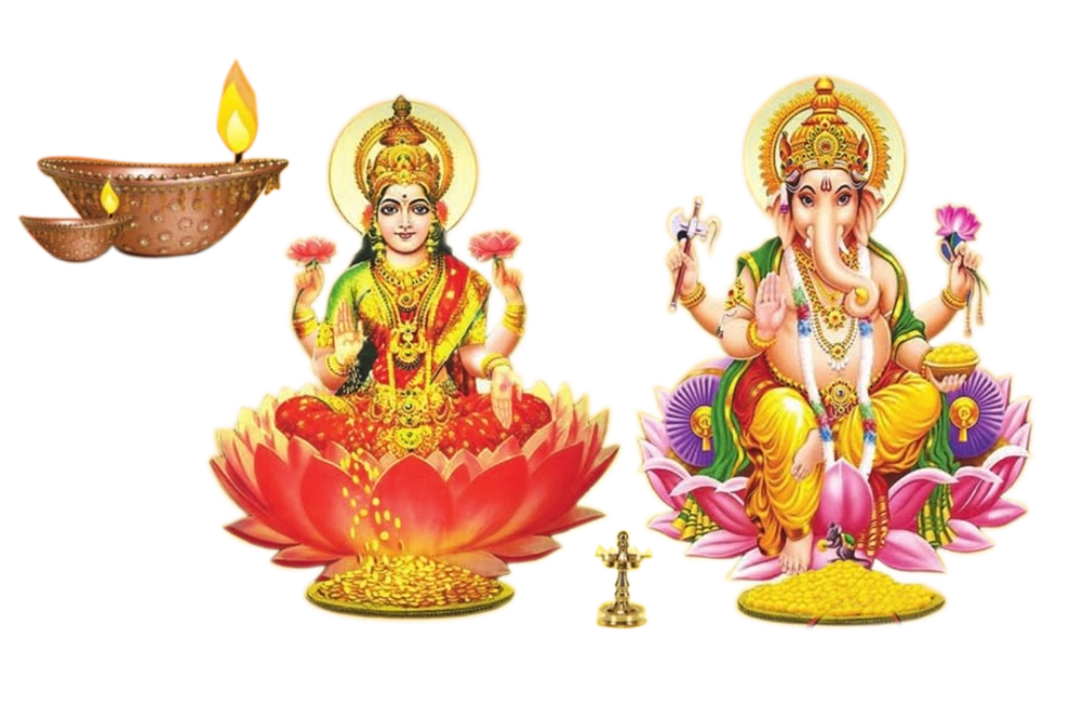God Laxmi Ganesh Diwali Design Elements. Resolution: 989 X 651 - Lakshmi, Transparent background PNG HD thumbnail
