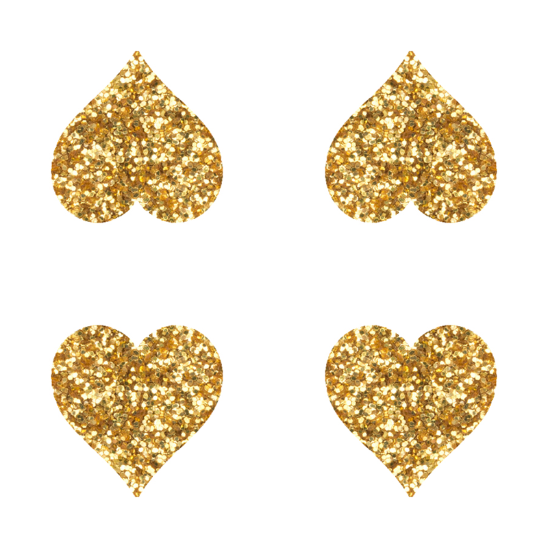 Gold Glitter Heart fabric and