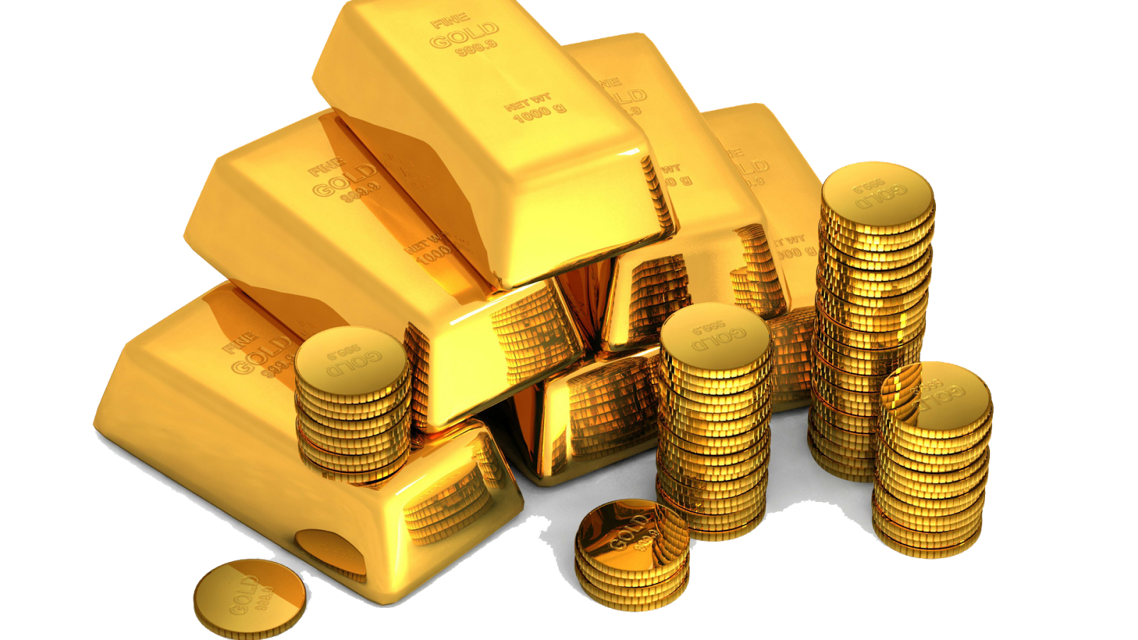 Gold_Bullion_Coins_White_Background_Money_80253_1920X1080 - Gold, Transparent background PNG HD thumbnail