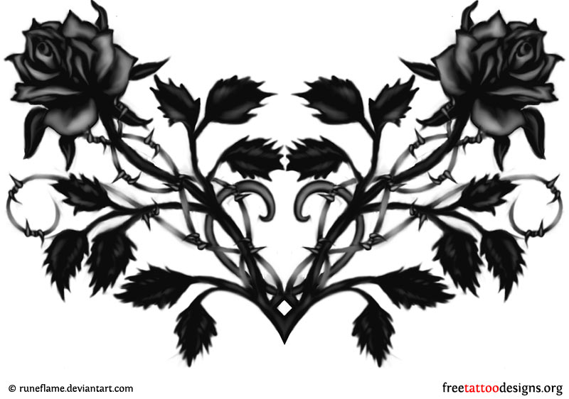 Black Rose And Heart Tattoo Design (Ideal For The Lower Back) Hdpng.com  - Gothic Tattoos, Transparent background PNG HD thumbnail