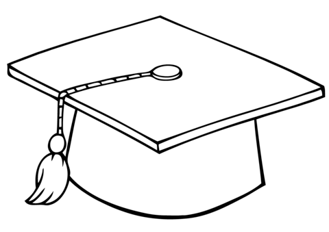 Graduate Cap Coloring Page - Graduation Cap Black And White, Transparent background PNG HD thumbnail