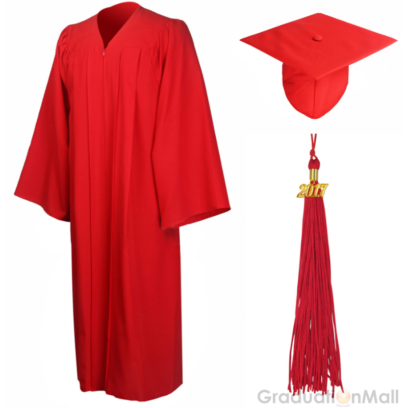 Premium Graduation Cap Gown Package  Red - Graduation Gown, Transparent background PNG HD thumbnail