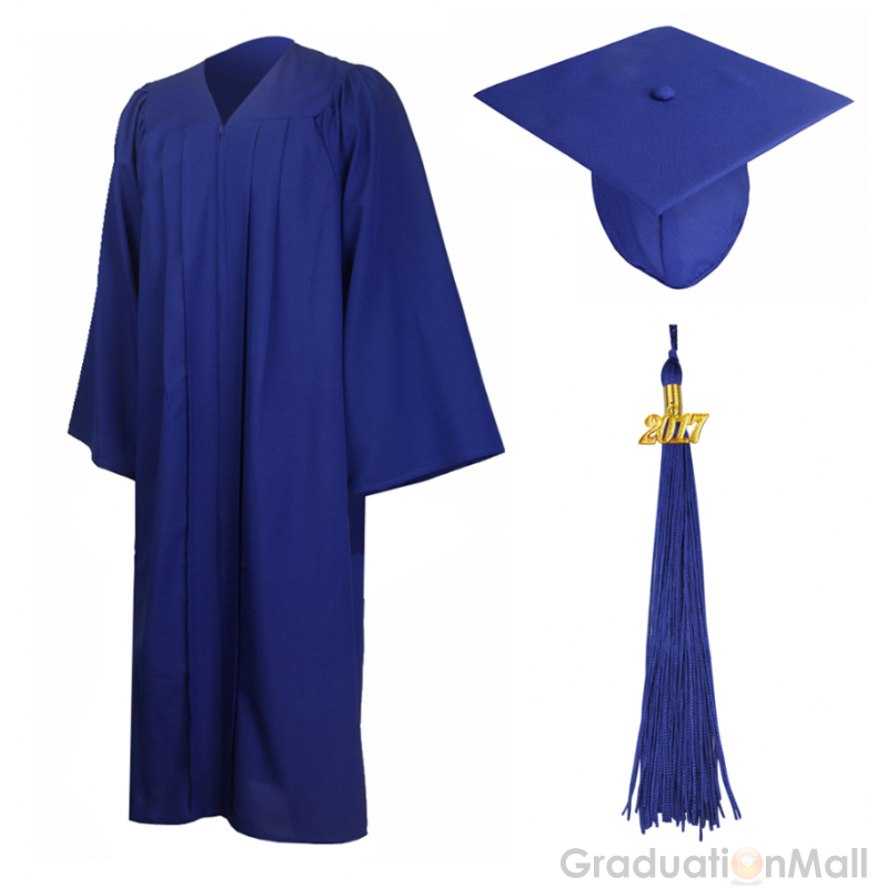Premium Graduation Cap Gown Package  Royal Blue - Graduation Gown, Transparent background PNG HD thumbnail