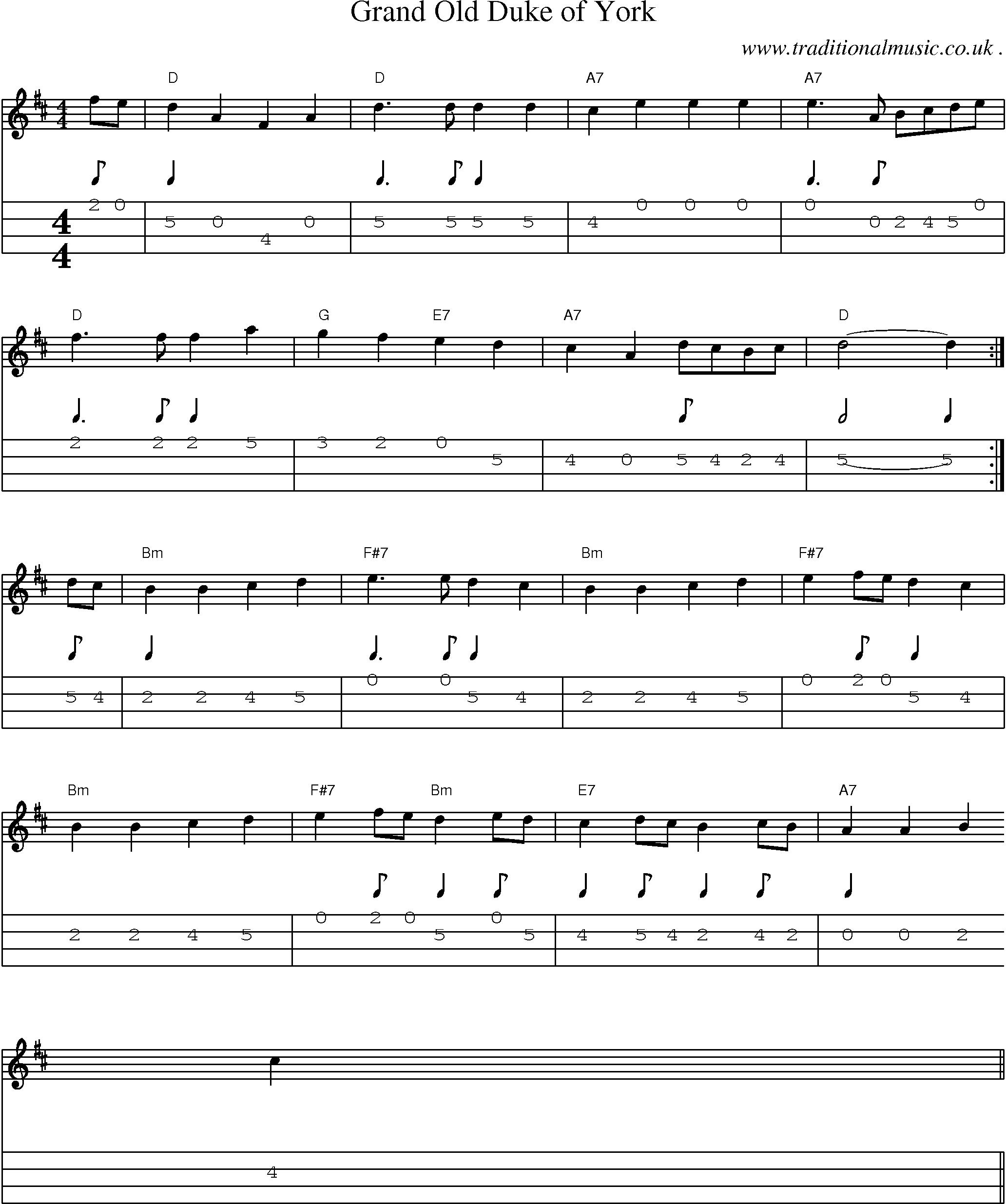Grand Old Duke Of York Png - Sheet Music And Mandolin Tabs For Grand Old Duke Of York, Transparent background PNG HD thumbnail