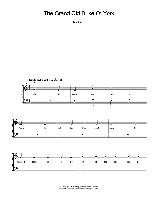 The Grand Old Duke Of York Piano Sheet Music By Traditional Nursery Rhyme   Easy Piano - Grand Old Duke Of York, Transparent background PNG HD thumbnail