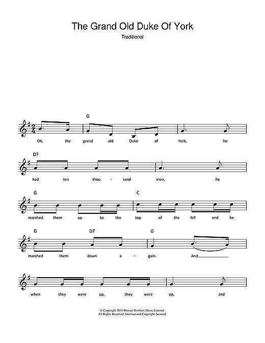 Grand Old Duke Of York Png - The Grand Old Duke Of York Sheet Music, Transparent background PNG HD thumbnail