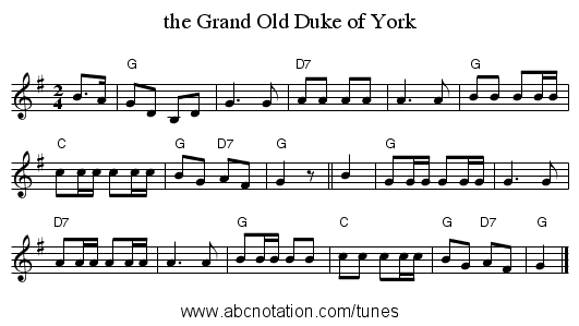 Grand Old Duke Of York Png - The Grand Old Duke Of York   Staff Notation, Transparent background PNG HD thumbnail