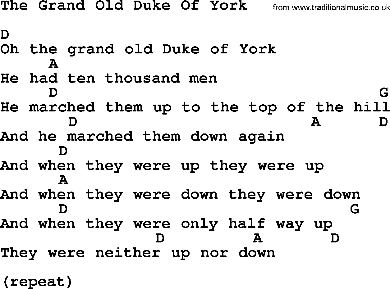 Grand Old Duke of York - staf