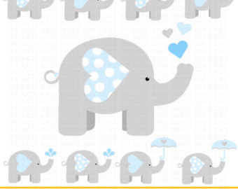 Girl Baby Elephant Clip Art Digital Clipart By Peachandmint - Gray Baby Elephant, Transparent background PNG HD thumbnail