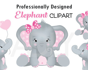 Girl Elephant Shower, Baby Elephant, Elephants Clip Art, Png File, Comm Use - Gray Baby Elephant, Transparent background PNG HD thumbnail