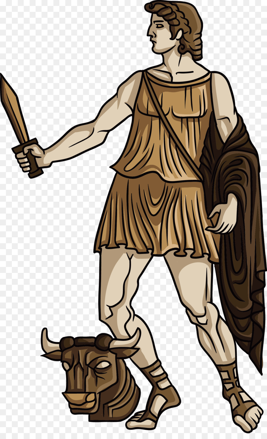 Theseus Ancient Greece Greek Mythology Heracles Illustration   The Man With The Dagger - Greek Mythology, Transparent background PNG HD thumbnail