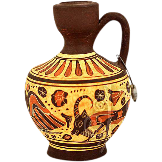 Vintage Greek Korinthian Oinochoe Reproduction Vase - Greek Urn, Transparent background PNG HD thumbnail