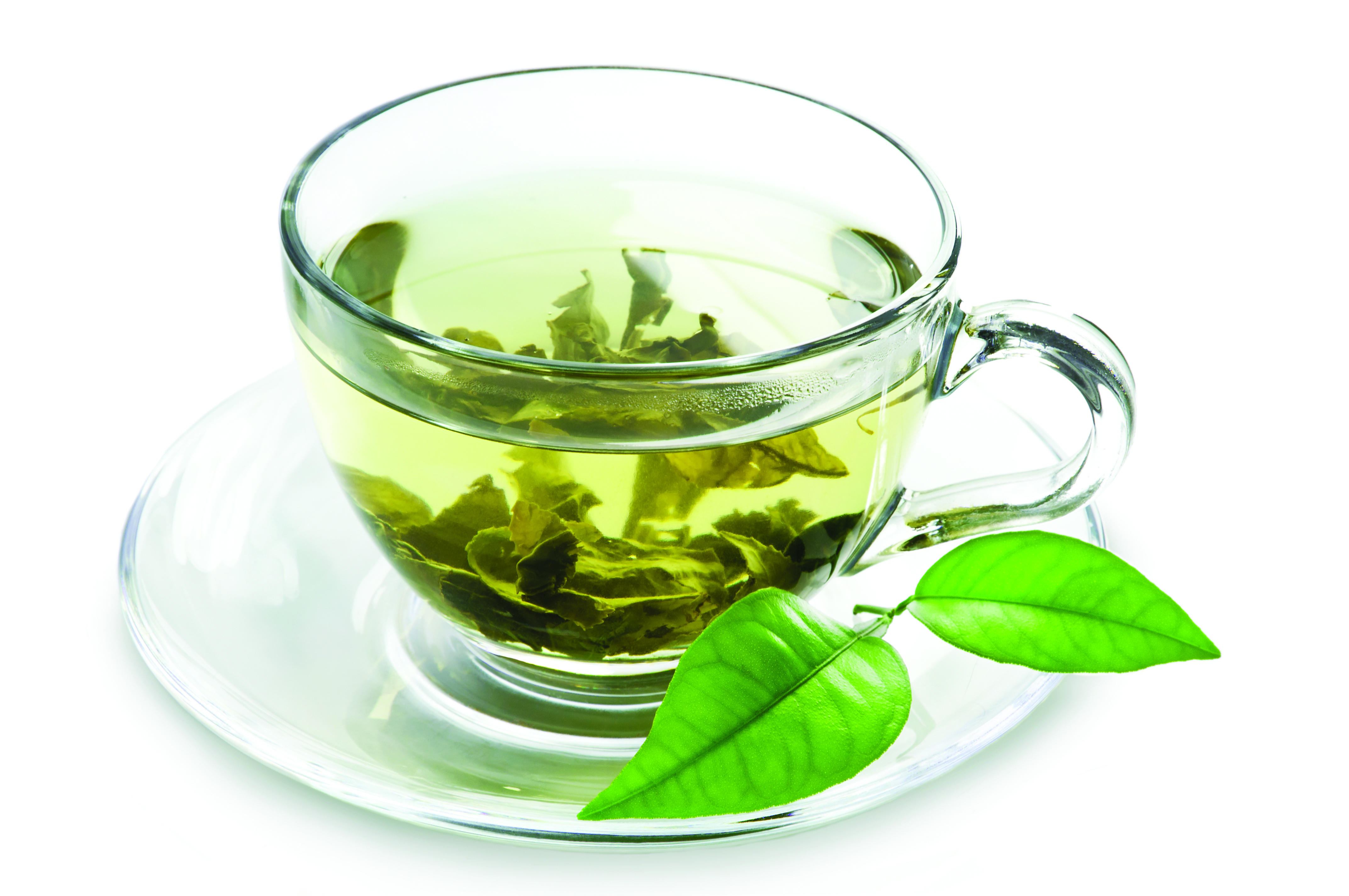 HD green tea leaves. PNG