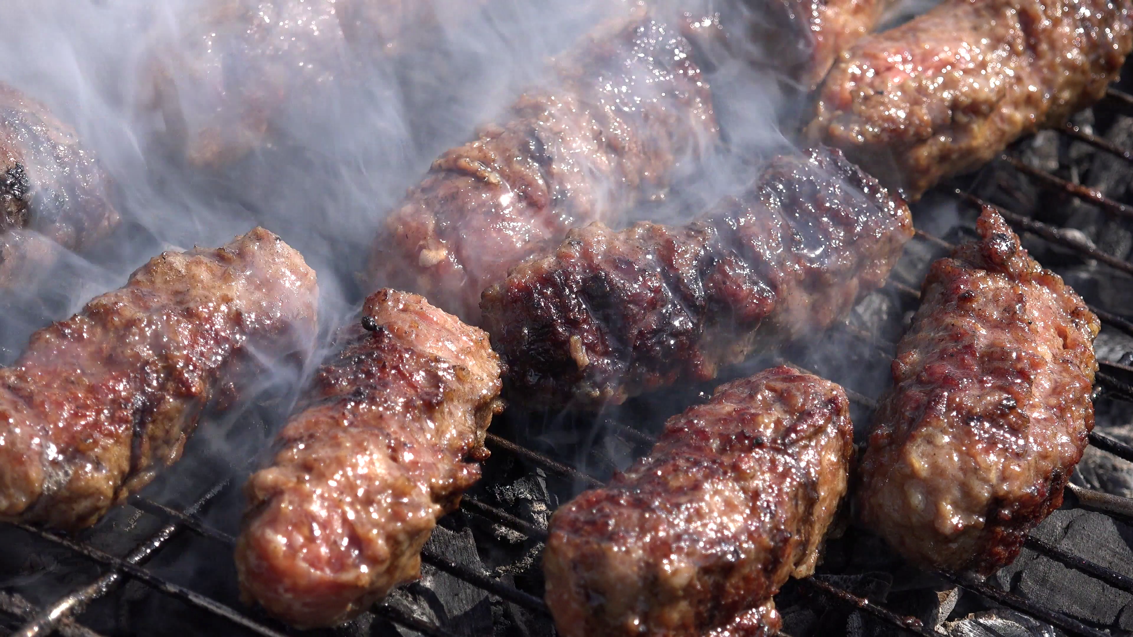 Ultra Hd 4K Closeup Detail Meat Ball Grill Barbecue Bbq Grilled Food Pork Beef Stock Video Footage   Videoblocks - Grill, Transparent background PNG HD thumbnail