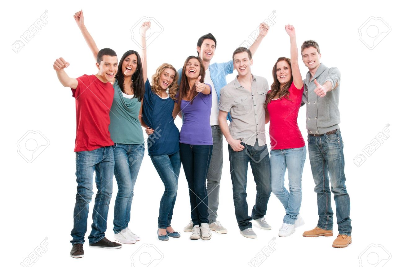 Happy Joyful Group Of Friends Cheering Isolated On White Background Stock Photo   9765407   Joyful - Group Of Friends, Transparent background PNG HD thumbnail