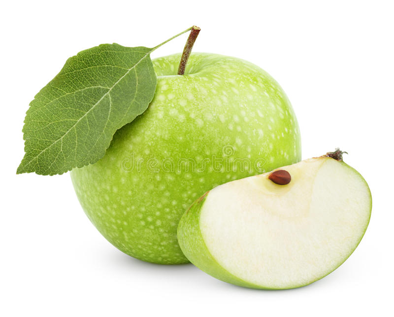 Download Grüner Apfel Mit Blatt Und Scheibe Lokalisiert Auf Einem Weiß Stockfoto   Bild Von Teil - Gruner Apfel, Transparent background PNG HD thumbnail