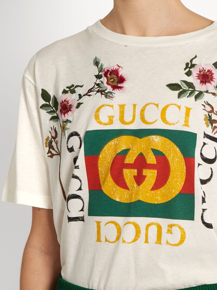 Gucci Distressed And Embroidered Logo T Shirt - Gucci Eps, Transparent background PNG HD thumbnail