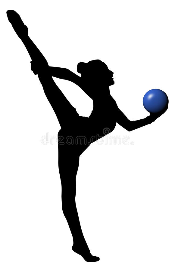 Download Gymnastics Woman Silhouette With Blue Ball. Split. Png Available Stock Photo   Image - Gymnastics Splits, Transparent background PNG HD thumbnail