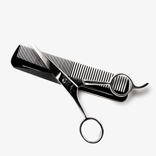 Black Hair Salon Scissors And Comb, Comb, Scissors, Silver Products Png Image And - Hair Salon, Transparent background PNG HD thumbnail