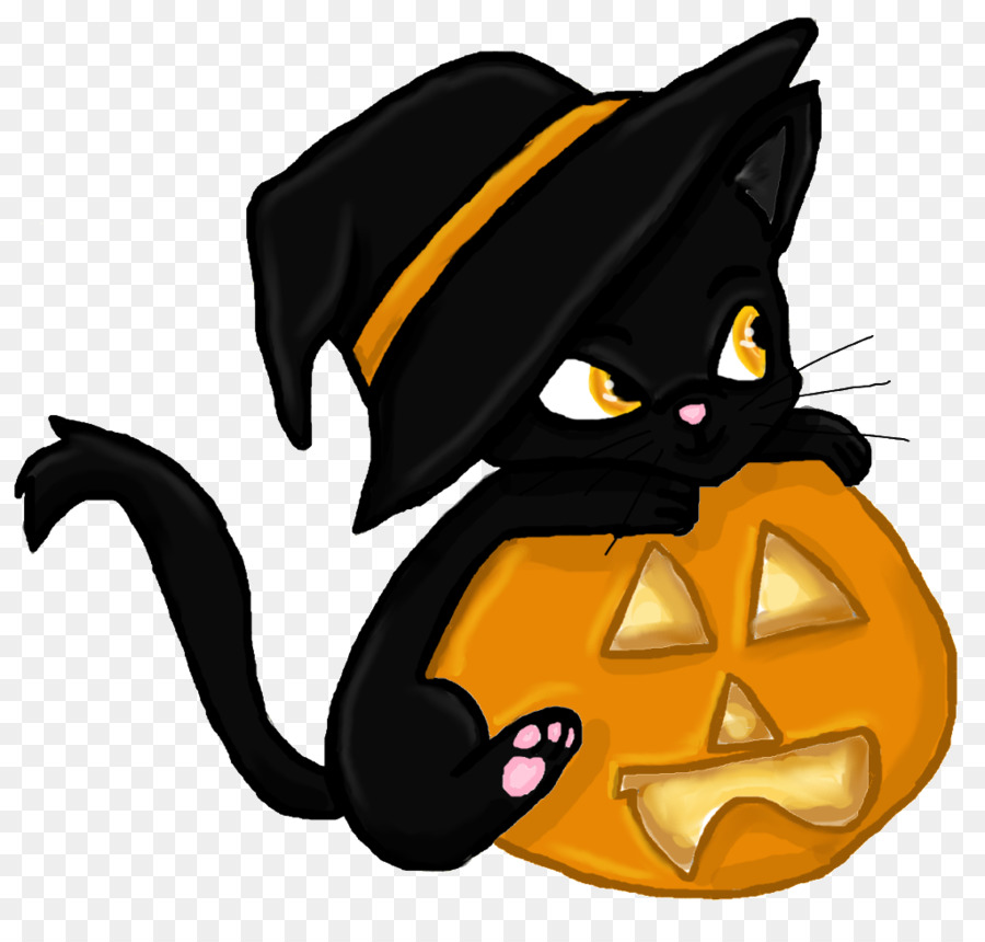 Black Cat Kitten Halloween Clip Art   Witch Cat - Halloween Black Cats, Transparent background PNG HD thumbnail