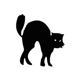 Scared Black Cat Silhouette - Halloween Black Cats, Transparent background PNG HD thumbnail
