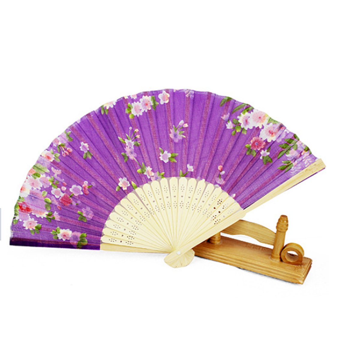 Flower Chinese Japanese Silk Bamboo Fan Dance Folding  - Hand Fan, Transparent background PNG HD thumbnail