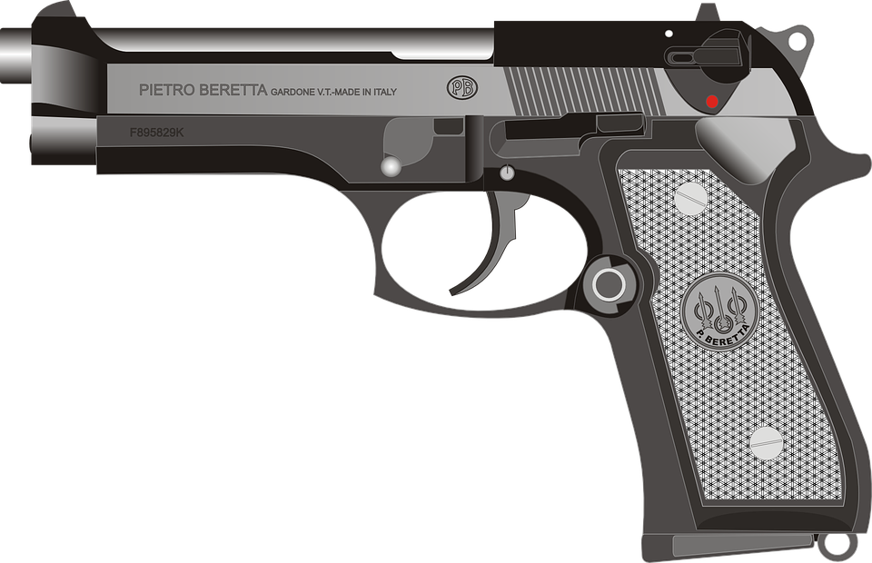 Beretta Pistol Gun Handgun Weapon Firearm Graphic - Handgun, Transparent background PNG HD thumbnail