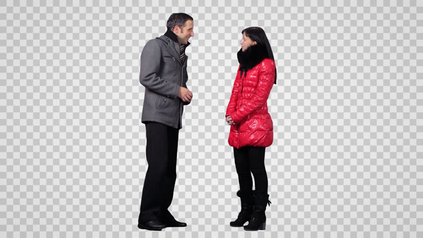 Guy U0026 Girl Are Standing And Talking Each Other Face To Face. Wintertime. Footage - Handsome Man, Transparent background PNG HD thumbnail