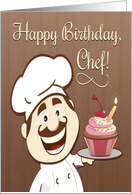 Cartoon Chef Serving A Colorful Cupcake With Candle For Birthday Card - Happy Birthday Chef, Transparent background PNG HD thumbnail