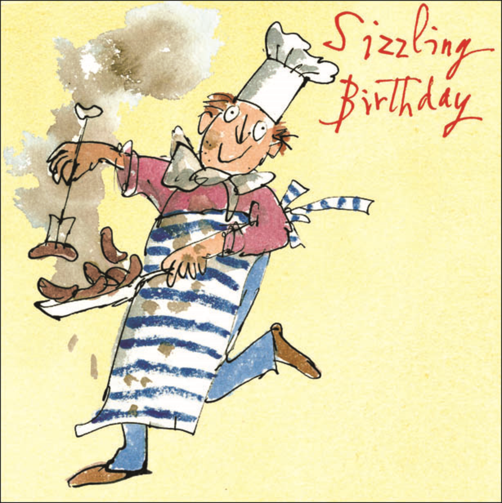 Quentin Blake Sizzling Happy Birthday Greeting Card - Happy Birthday Chef, Transparent background PNG HD thumbnail