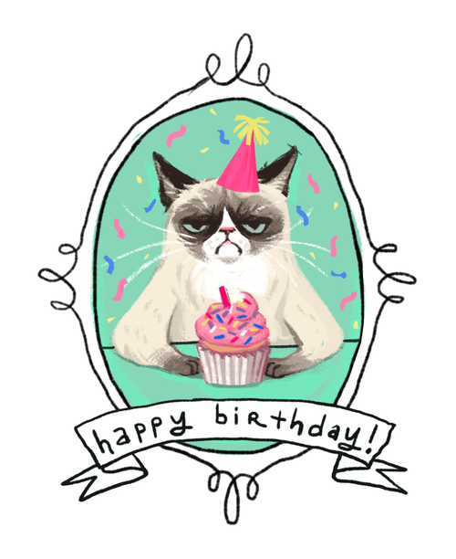 Grumpy Cat Birthday Wishes. - Happy Birthday With Cats, Transparent background PNG HD thumbnail