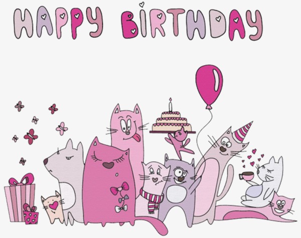 Happy Birthday Cat, Cartoon, Cat, Birthday Png Image And Clipart - Happy Birthday With Cats, Transparent background PNG HD thumbnail