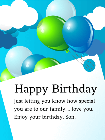 To My Special Son   Birthday Balloon Card - Happy Birthday Son, Transparent background PNG HD thumbnail