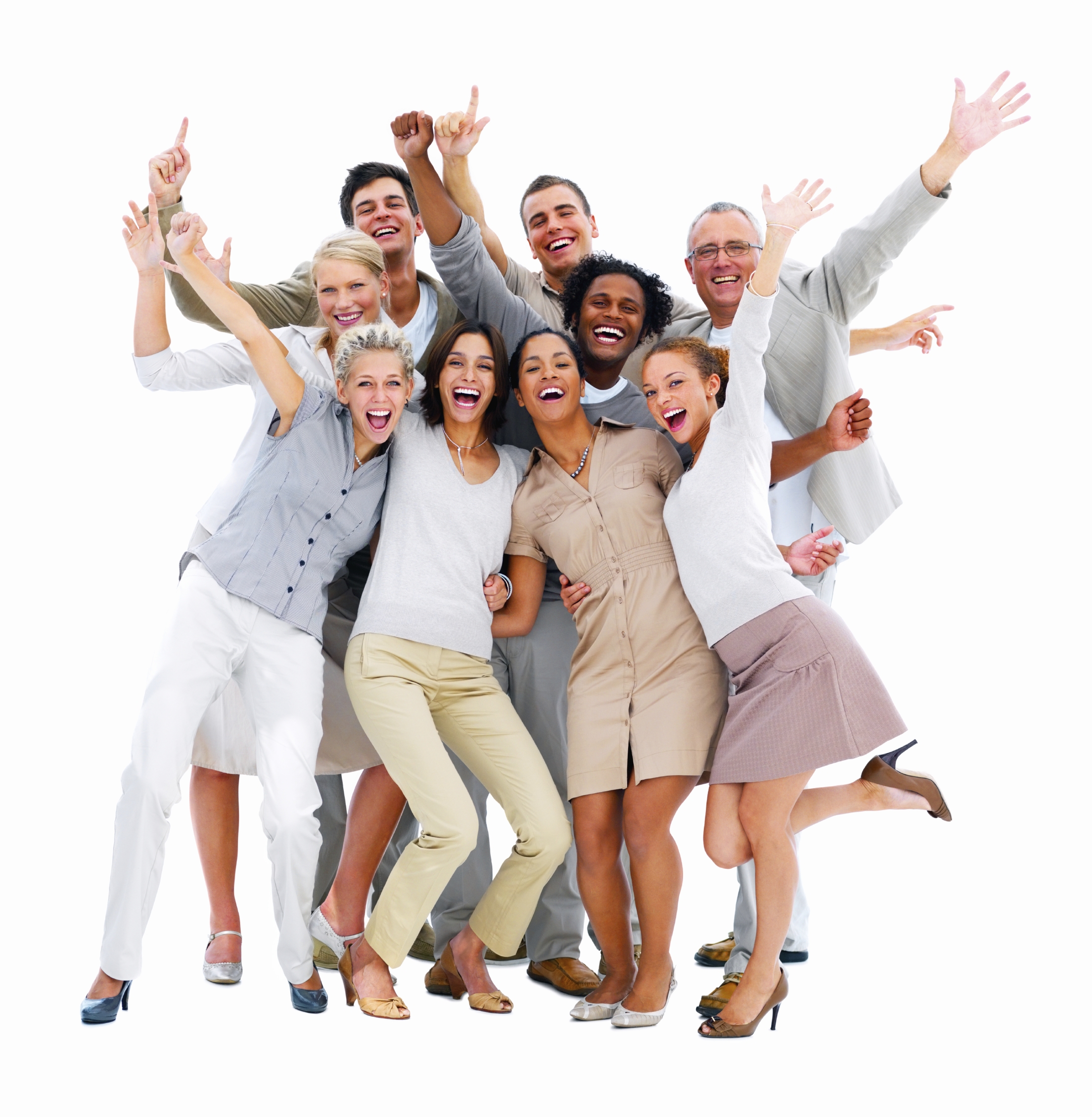 Happy Business People Laughing Against White Background - Happy Person, Transparent background PNG HD thumbnail