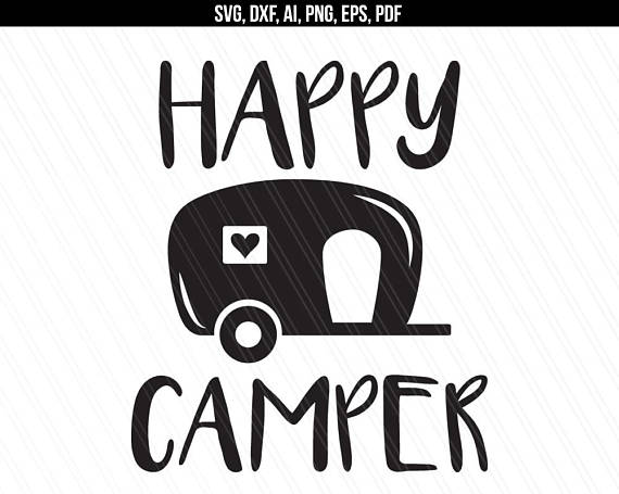 Happy Camper Svg, Camper Svg Dxf Cut File, Traveler Svg, Camping Svg , Cricut Silhouette   Svg, Dxf, Png, Ai, Pdf, Eps   Instant Download - Happy Camper, Transparent background PNG HD thumbnail