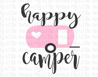 Happy Camper Svg, Dxf, Eps, Png Files For Cutting Machines Cameo Or Cricut   Camping Svg   Retro Camper Svg  Womens Shirt   Glamping Svg - Happy Camper, Transparent background PNG HD thumbnail