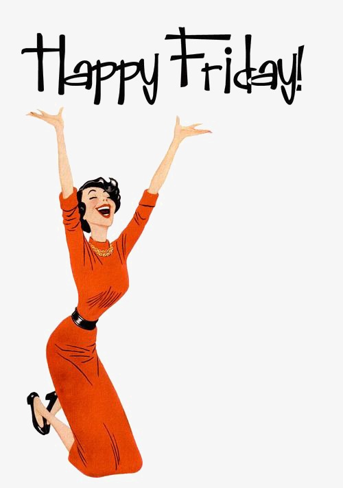 Hello Friday, General English Wordart, Friday, Girl Red Dress Png Image - Happy Friday, Transparent background PNG HD thumbnail