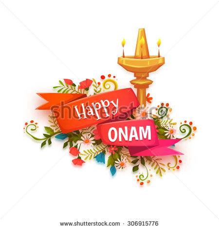 Happy Onam Banner With Flowers And Lamp - Happy Onam, Transparent background PNG HD thumbnail