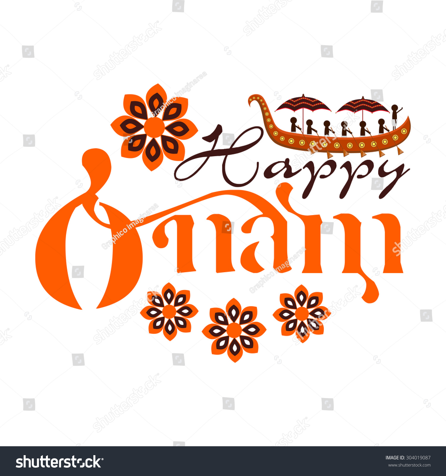 Happy Onam Festival Design With Onam Boat And Floral - Happy Onam, Transparent background PNG HD thumbnail