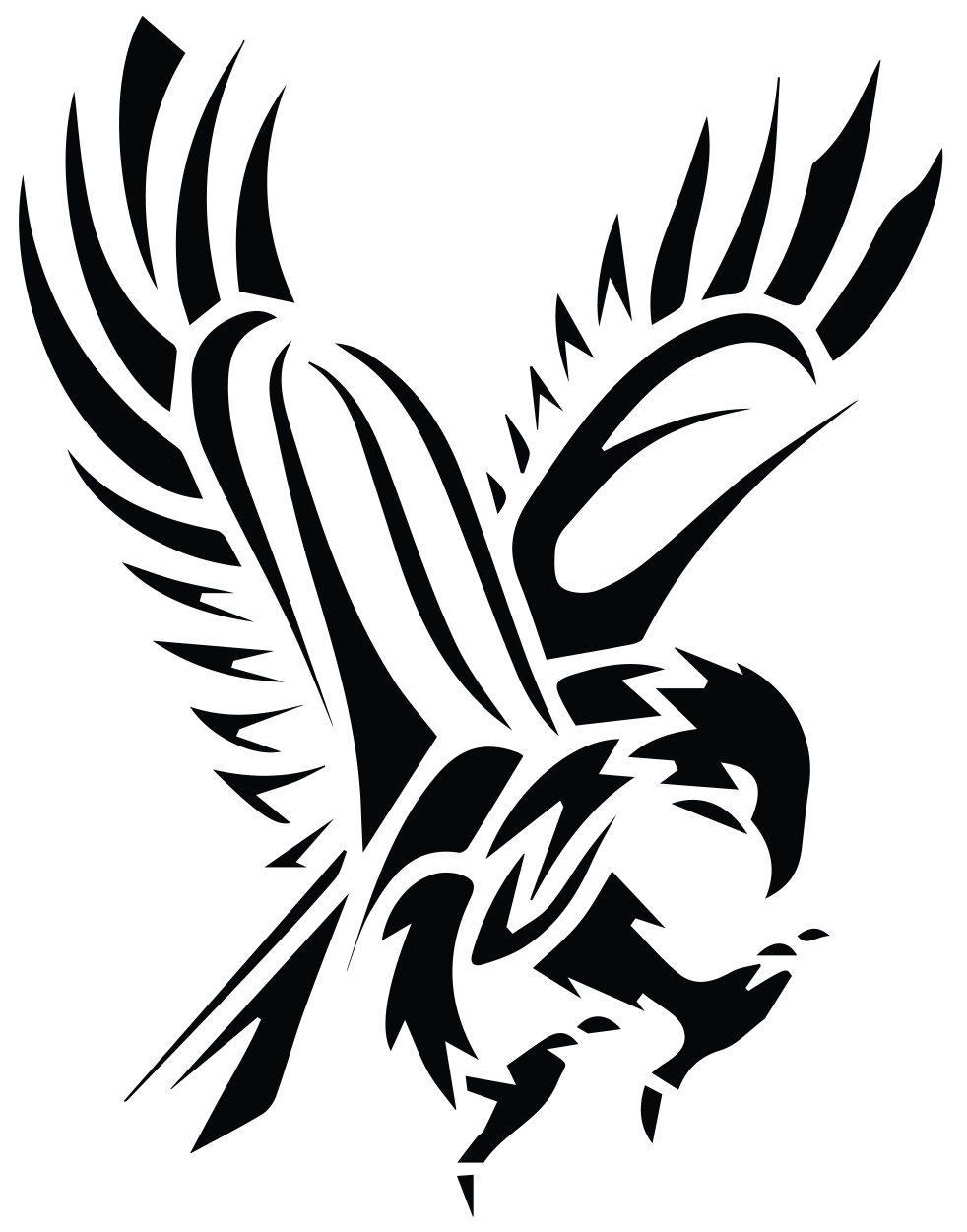 Black Tribal Flying Hawk Tattoo Stencil More - Hawk Black And White, Transparent background PNG HD thumbnail