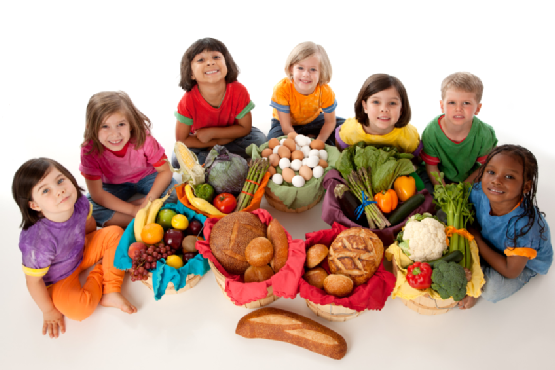 Healthy Eating: Diverse Group Children Food Baskets High Angle - Healthy Habits For Kids, Transparent background PNG HD thumbnail